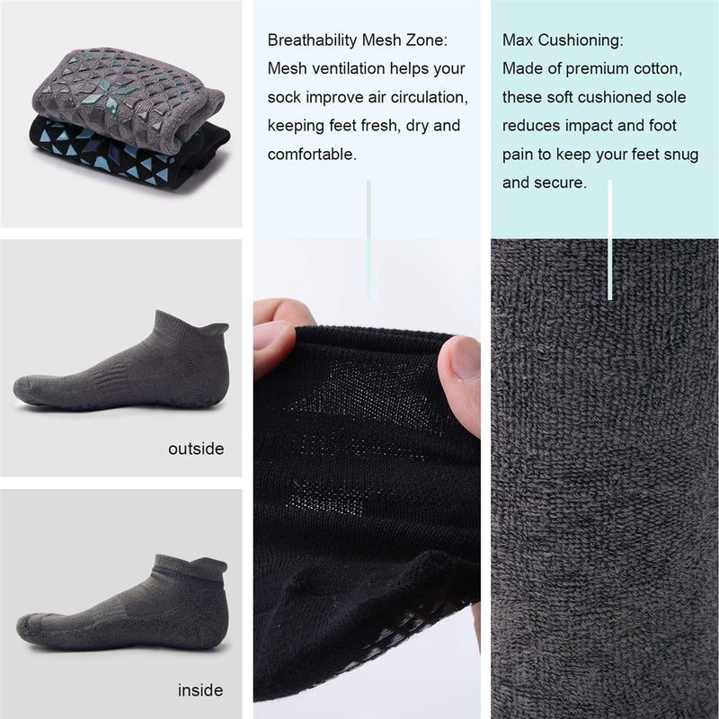 Hylaea Unisex Non Slip Socks with Grip for Yoga, Hospital, Pilates, Barre | Ankle, Cushioned - Image 2